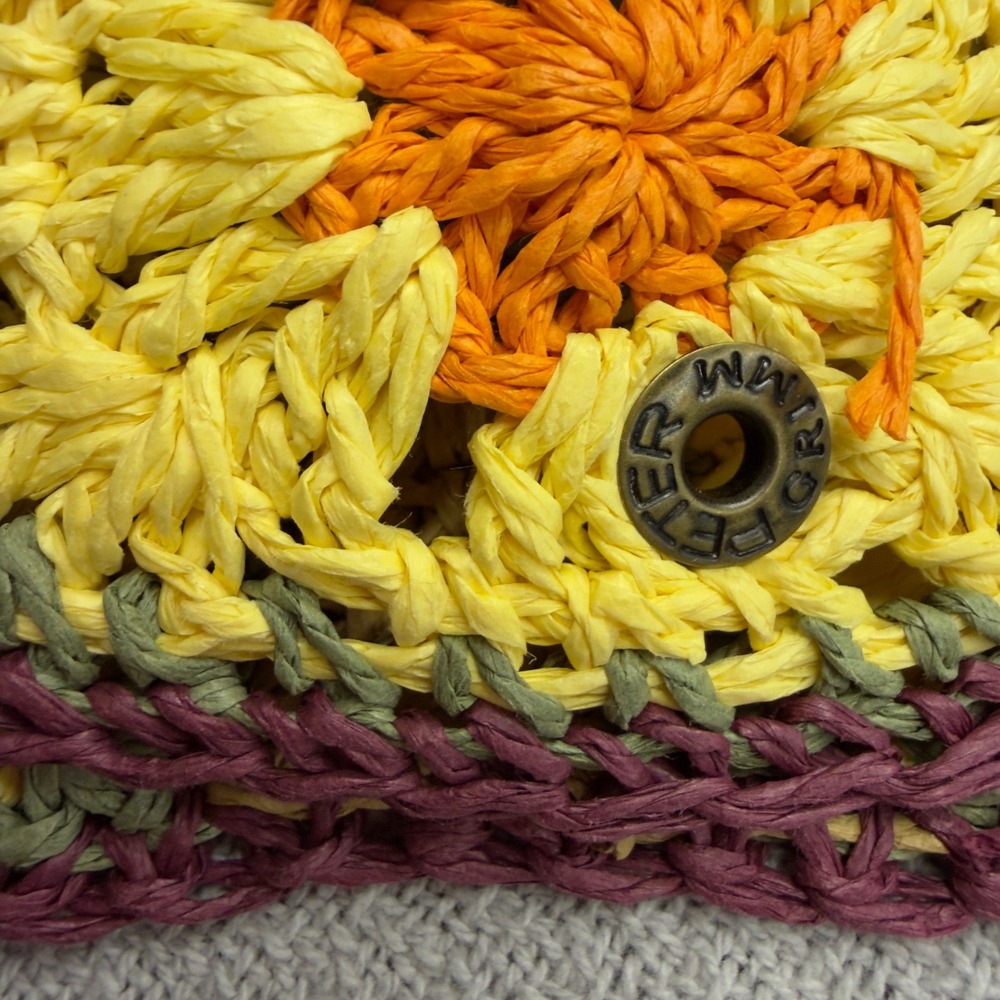 Peter Grimm Straw Bucket Hat Sun Flower Granny OS Beach Crochet Boho Hippie - Picture 2 of 7